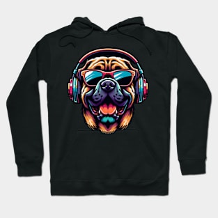 Mastiff as Smiling DJ with Headphones and Sunglasses Hoodie